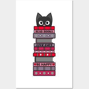 Read Books, Love Cats, Be Happy Design Posters and Art